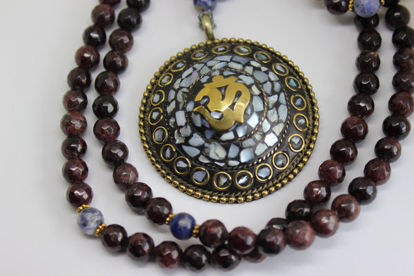 Special Genuine Garnet & Sodalite Mala - OHM