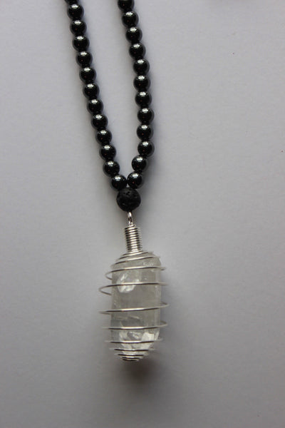 Genuine Hematite & Lava Stone Mala - Silver PETITE