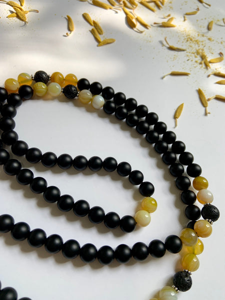 ~ Honey & Soot ~ Agate + Volcanic Stone