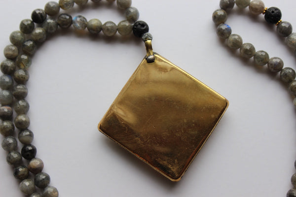 Labradorite & Volcanic Rock ~ Onyx Shield