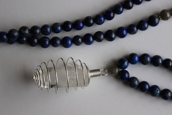 Genuine Lapis Lazuli & Labradorite Mala - Silver