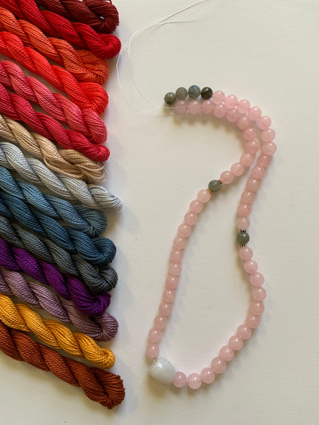 Genuine Rose Quartz & Labradorite Mala with Tassel - Journey