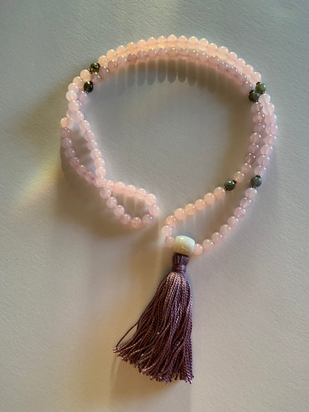 Genuine Rose Quartz & Labradorite Mala with Tassel - Journey