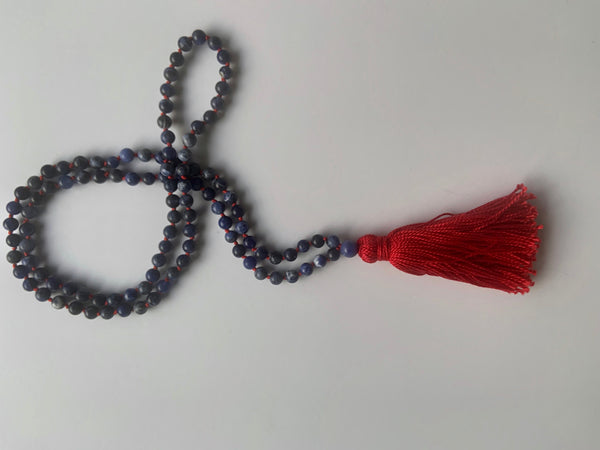 Knotted Sodalite - Red Tassel
