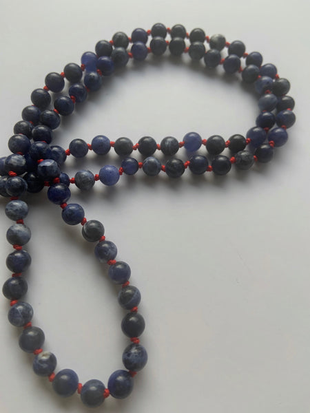 Knotted Sodalite - Red Tassel