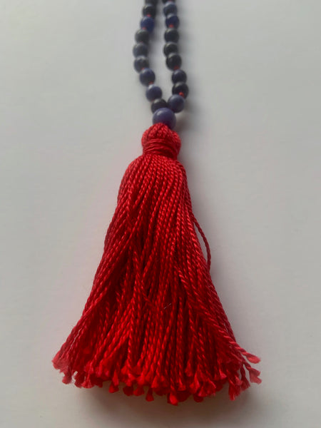 Knotted Sodalite - Red Tassel
